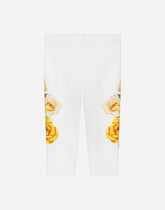Interlock leggings with yellow rose print -  | Dolce & Gabbana
