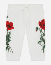 Jersey jogging pants with poppy print -  | Dolce &amp; Gabbana