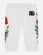 Jersey jogging pants with poppy print -  | Dolce &amp; Gabbana