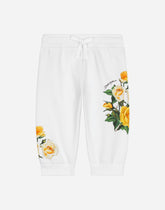 Jersey jogging pants with yellow rose print -  | Dolce & Gabbana