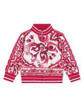 Zip-up sweatshirt in majolica print jersey -  | Dolce &amp; Gabbana