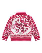 Zip-up jersey sweatshirt with majolica print -  | Dolce & Gabbana