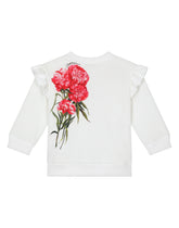 Round-neck jersey sweatshirt with carnation print -  | Dolce & Gabbana