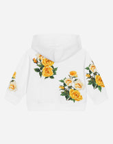 Zip-up hoodie with yellow rose print -  | Dolce &amp; Gabbana