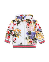 Zip-up jersey hoodie with garden print and DG logo -  | Dolce & Gabbana