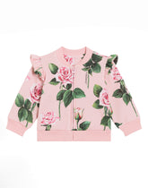 Round-neck sweatshirt with rose print -  | Dolce &amp; Gabbana