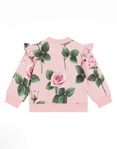 Round-neck sweatshirt with rose print -  | Dolce &amp; Gabbana