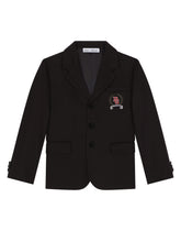 Single-breasted flannel jacket with embroidery -  | Dolce & Gabbana