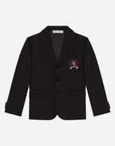 Single-breasted flannel jacket with embroidery -  | Dolce & Gabbana