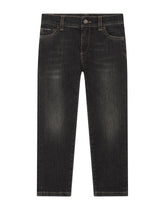 Stretch regular fit grey jeans with rips -  | Dolce & Gabbana