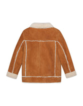 Single-breasted jacket in cognac-colored merino shearling -  | Dolce & Gabbana
