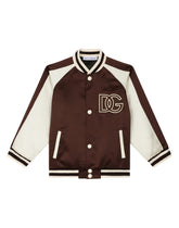 Satin bomber jacket with DG logo patch -  | Dolce & Gabbana