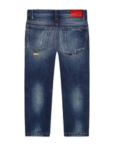 Regular-fit blue stretch jeans with top-stitching -  | Dolce & Gabbana