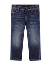 Regular-fit blue wash stretch jeans -  | Dolce &amp; Gabbana