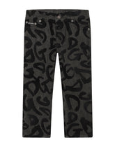 Baggy stretch jeans with flocked logo print -  | Dolce & Gabbana