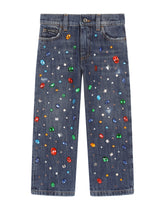 Loose jeans with fusible rhinestones -  | Dolce &amp; Gabbana