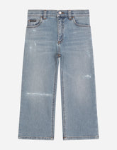 Loose light blue wash jeans with rips -  | Dolce &amp; Gabbana