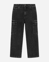 5-pocket cargo denim pants with logo plaque -  | Dolce &amp; Gabbana