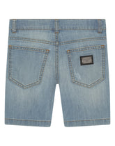 Light blue wash stretch denim shorts -  | Dolce &amp; Gabbana