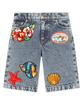 5-pocket denim shorts with patch -  | Dolce & Gabbana