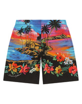 Poplin jogging shorts with Hawaiian print -  | Dolce & Gabbana