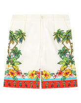 Gabardine shorts with Hawaiian print -  | Dolce & Gabbana