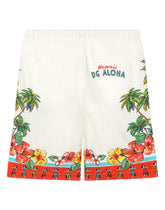 Gabardine shorts with Hawaiian print -  | Dolce & Gabbana