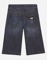 5-pocket denim and batik shorts with Marina print -  | Dolce & Gabbana