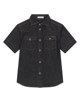 Dark blue wash stretch denim shirt -  | Dolce & Gabbana
