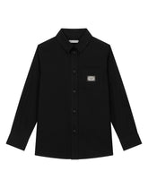 Stretch poplin shirt with logo tag -  | Dolce &amp; Gabbana