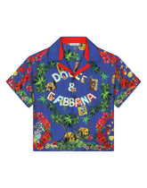 Silk twill shirt with Hawaiian print -  | Dolce & Gabbana