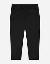 Stretch woolen pants with logo band -  | Dolce &amp; Gabbana