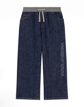 5-pocket denim pants with embroidery -  | Dolce &amp; Gabbana