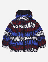 Short nylon down jacket with Dolce&Gabbana print -  | Dolce & Gabbana