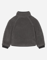 Eco-fur jacket with logo plaque -  | Dolce &amp; Gabbana
