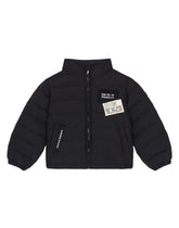 Short nylon down jacket with logo patch -  | Dolce &amp; Gabbana