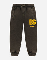 Washed-look jersey jogging pants with DG logo -  | Dolce &amp; Gabbana