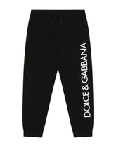 Cotton jogging pants with logo print -  | Dolce & Gabbana