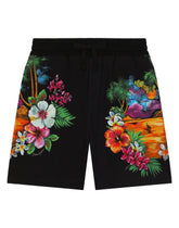 Piqué shorts with Hawaiian print -  | Dolce & Gabbana