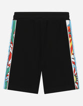 Jersey jogging shorts with Carretto-print bands -  | Dolce &amp; Gabbana
