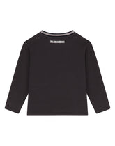 Long-sleeved jersey t-shirt with DG print and flocked detail -  | Dolce &amp; Gabbana