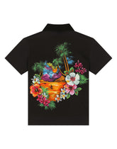 Piqué polo-shirt with Hawaiian print -  | Dolce & Gabbana