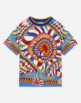 Short-sleeved Carretto-print jersey T-shirt -  | Dolce & Gabbana