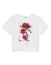 Jersey T-shirt with poppy print -  | Dolce & Gabbana