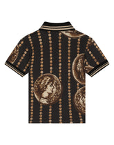 Short-sleeved polo-shirt in coin-print cotton piqué -  | Dolce & Gabbana