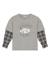 Long-sleeved jersey T-shirt with screen print and double sleeves -  | Dolce &amp; Gabbana