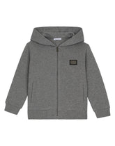 Zip-up hoodie with logo plaque -  | Dolce &amp; Gabbana