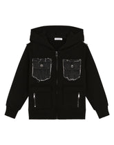 Jersey hoodie with denim inserts -  | Dolce &amp; Gabbana