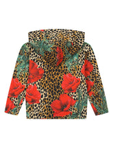 Hoodie with ocelot and poppy print -  | Dolce & Gabbana