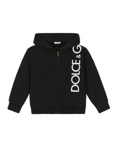 Zip-up jersey hoodie with logo print -  | Dolce &amp; Gabbana